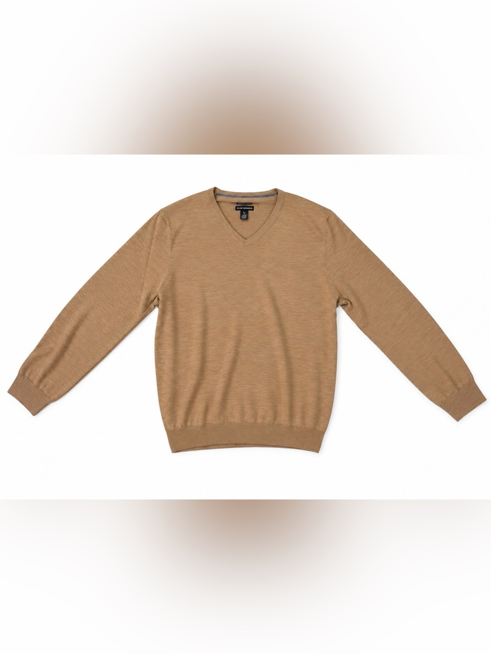 Vintage Club Monaco Men’s XL Camel V-Neck 100% Italian Merino Wool Sweater